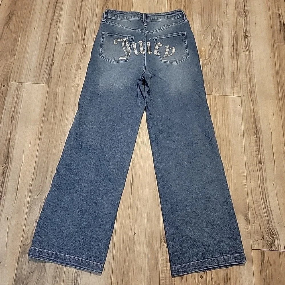 Juicy Couture Lunita Flare Jeans Rhinestone Blue Denim Size‎ 9/29 Y2K